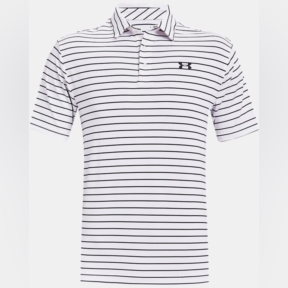 Under Armour Playoff 2.0 Men's Striped Polo Shirt - White and Black
